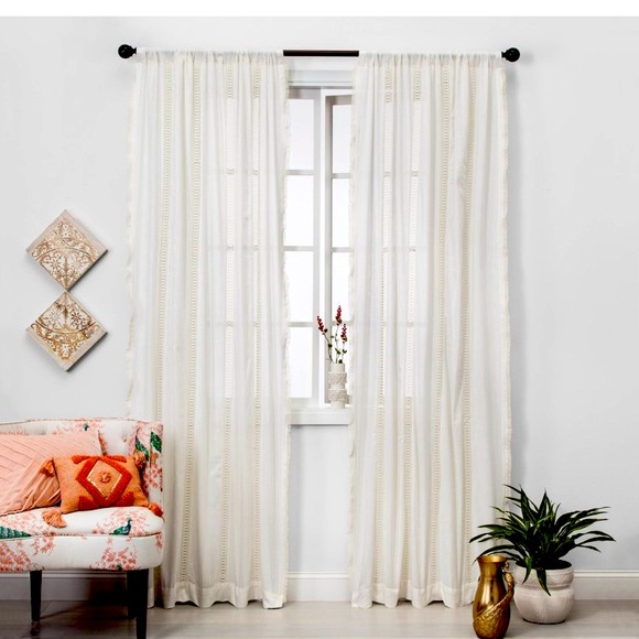 NWOT Opalhouse Light Filtering Lace Trim Curtain Panel 42” X 84” - Picture 2 of 13